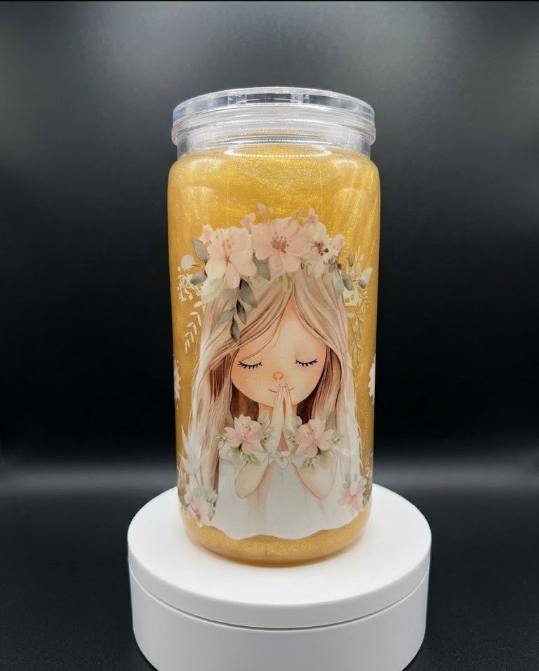 16oz premade snowglobe tumbler