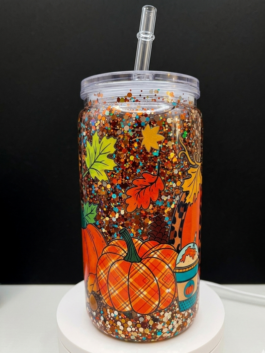 16oz premade snowglobe tumbler